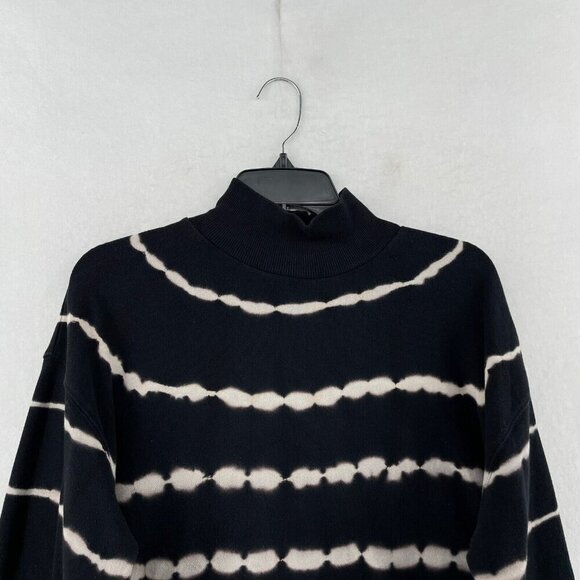 Wild Fable Sweater Women's Sz S Black Knitted Tie-Dye Striped Mock Neck Pullover - Picture 6 of 12